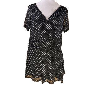 Torrid Black White Polka Dot Blouse Size 1 (1x 14/16)